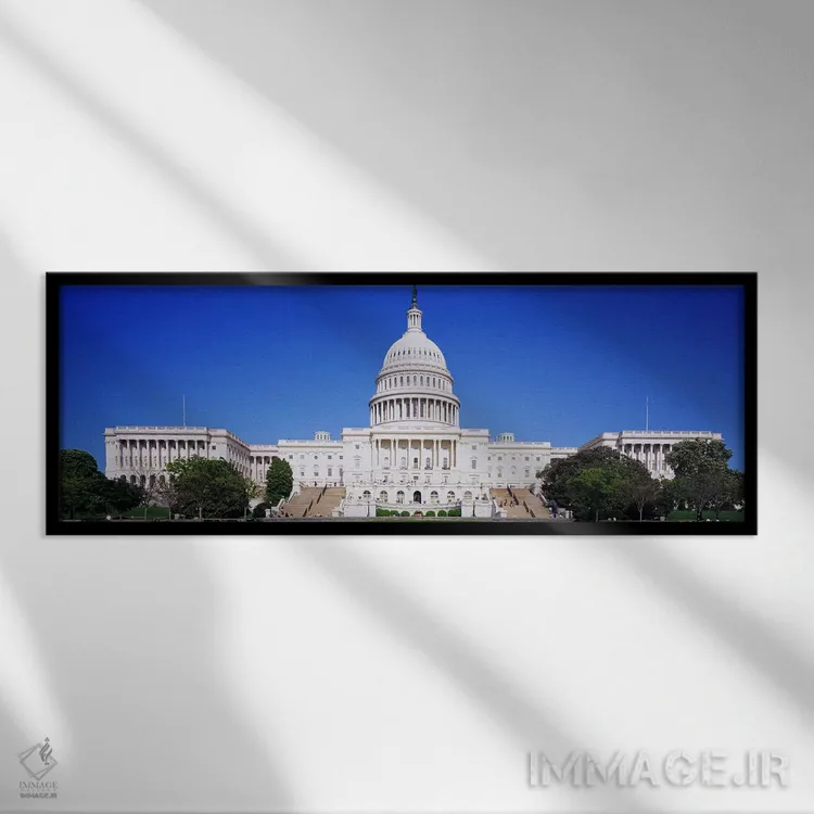 تابلو Capitol Building, Capitol Hill, Washington DC, USA,نمای بیرونی ساختمان دولت، ساختمان کنگره، تپه کاپیتول، واشنگتن دیسی، ایالات متحده آمریکا اثر پانورامیک ایمجز (استودیو عکاسی عریض) - نمای قابدار مشکی