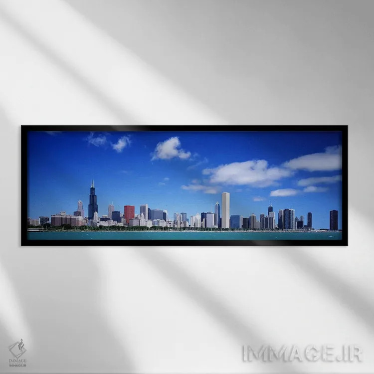 تابلو Chicago, Illinois, USA,نمای شهری شیکاگو، ایلینوی، ایالات متحده آمریکا اثر پانورامیک ایمجز (استودیو عکاسی عریض) - نمای قابدار مشکی