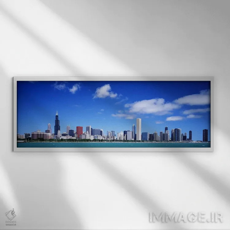 تابلو Chicago, Illinois, USA,نمای شهری شیکاگو، ایلینوی، ایالات متحده آمریکا اثر پانورامیک ایمجز (استودیو عکاسی عریض) - نمای قابدار سفید