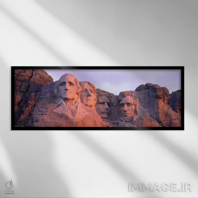 تابلو Pennington County, South Dakota, USA,یادبود ملی کوه راشمور I، شهرستان پنینگتون، داکوتای جنوبی، ایالات متحده آمریکا اثر پانورامیک ایمجز (استودیو عکاسی عریض) - نمای قابدار مشکی