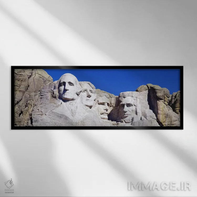 تابلو Pennington County, South Dakota, USA,یادبود ملی کوه راشمور، شهرستان پنینگتون، داکوتای جنوبی، ایالات متحده آمریکا اثر پانورامیک ایمجز (استودیو عکاسی عریض) - نمای قابدار مشکی