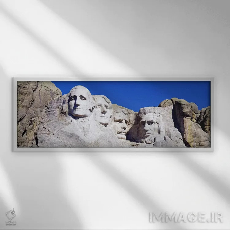 تابلو Pennington County, South Dakota, USA,یادبود ملی کوه راشمور، شهرستان پنینگتون، داکوتای جنوبی، ایالات متحده آمریکا اثر پانورامیک ایمجز (استودیو عکاسی عریض) - نمای قابدار سفید