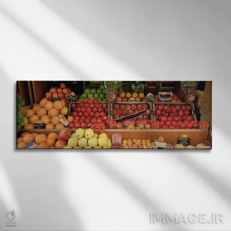 تابلو Rue de Levis, Paris, France,نمای نزدیک از میوهها در بازار خیابانی، خیابان رو دو لوویس، پاریس، فرانسه اثر پانورامیک ایمجز (استودیو عکاسی عریض) - نمای روبهرو روی دیوار