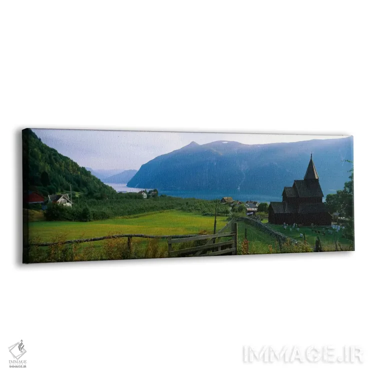 تابلو Urnes stave church, Lustrafjorden, Luster, Sogn Og Fjordane, Norway,کلیسا در روستا، کلیسای چوبی اورنس، لوسترفیوردن، لوستر، سون اوگ فیوردانه، نروژ اثر پانورامیک ایمجز (استودیو عکاسی عریض) - نمای پرسپکتیو محصول
