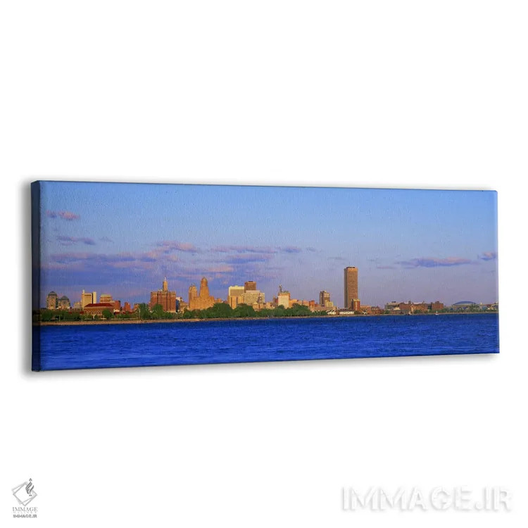 تابلو Buffalo, Niagara River, Erie County, New York State, USA #2,ساختمانهای کنار ساحل، بوفالو، رود نیگارا، شهرستان ایری، ایالت نیویورک، ایالات متحده آمریکا (۲) اثر پانورامیک ایمجز (استودیو عکاسی عریض) - نمای پرسپکتیو محصول