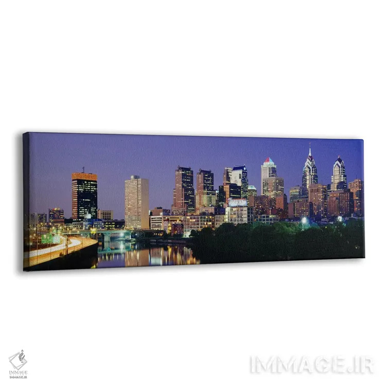 تابلو Pennsylvania, Philadelphia skyline, night,نمای شب افق فیلادلفیا، پنسیلوانیا، ایالات متحده آمریکا اثر پانورامیک ایمجز (استودیو عکاسی عریض) - نمای پرسپکتیو محصول