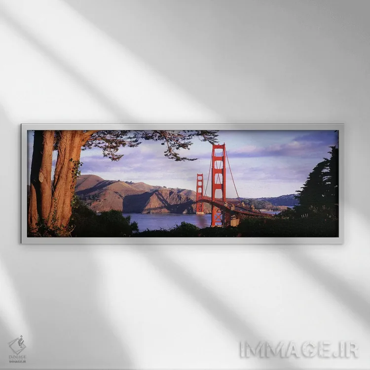 تابلو San Francisco, California, USA #2,پل گلدن گیت، سانفرانسیسکو، کالیفرنیا، ایالات متحده آمریکا (۲) اثر پانورامیک ایمجز (استودیو عکاسی عریض) - نمای قابدار سفید
