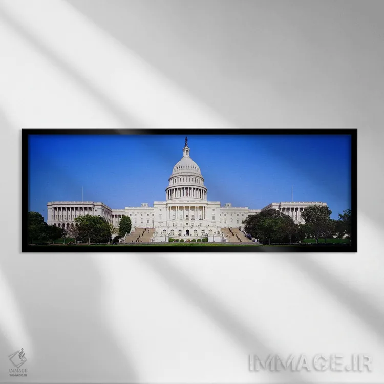 تابلو Washington DC, District Of Columbia, USA,کاخ کنگره ایالات متحده، واشنگتن دیسی، ناحیه کلمبیا، ایالات متحده آمریکا اثر پانورامیک ایمجز (استودیو عکاسی عریض) - نمای قابدار مشکی