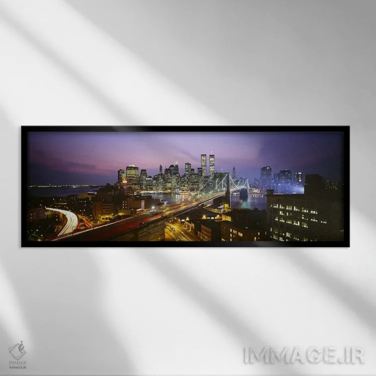 تابلو World Trade Center, Manhattan, New York City, New York State, USA,ساختمانهای روشن در شب، مرکز تجارت جهانی، منهتن، نیویورک سیتی، ایالت نیویورک، ایالات متحده آمریکا اثر پانورامیک ایمجز (استودیو عکاسی عریض) - نمای قابدار مشکی