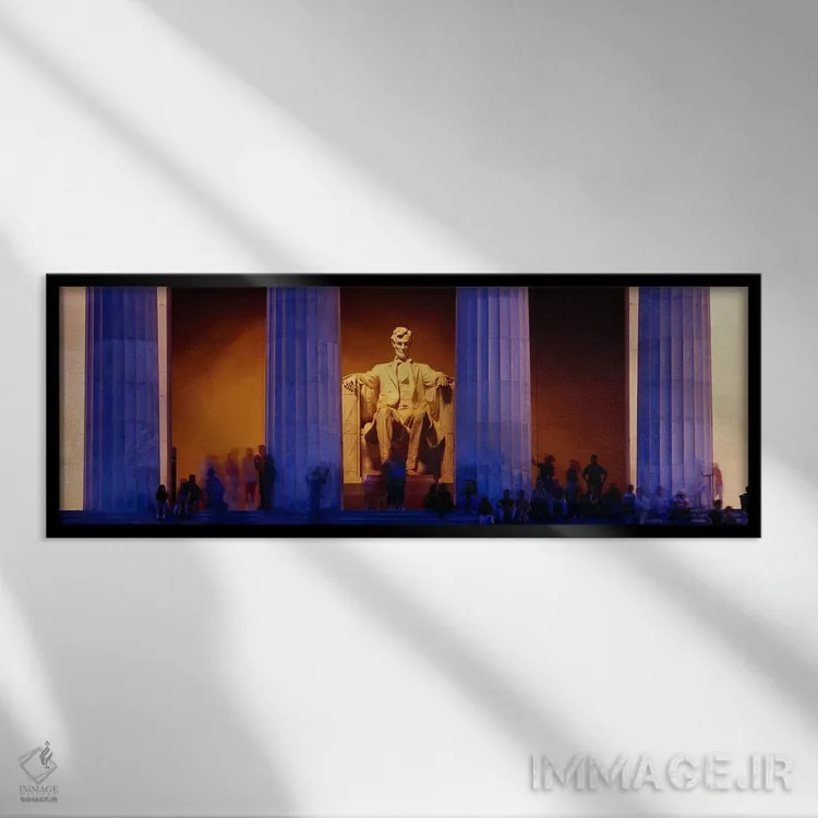 تابلو Washington DC, District Of Columbia, USA,یادبود لینکلن، واشنگتن دیسی، ناحیه کلمبیا، ایالات متحده آمریکا اثر پانورامیک ایمجز (استودیو عکاسی عریض) - نمای قابدار مشکی