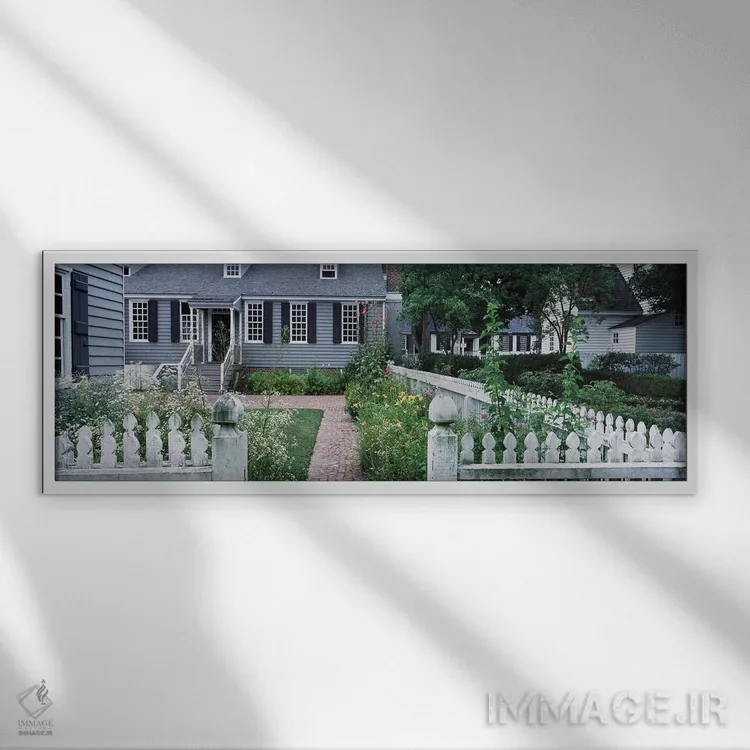 تابلو باغهای ویلیامزبرگ، ویرجینیا اثر پانورامیک ایمجز (استودیو عکاسی عریض) - نمای قابدار سفید