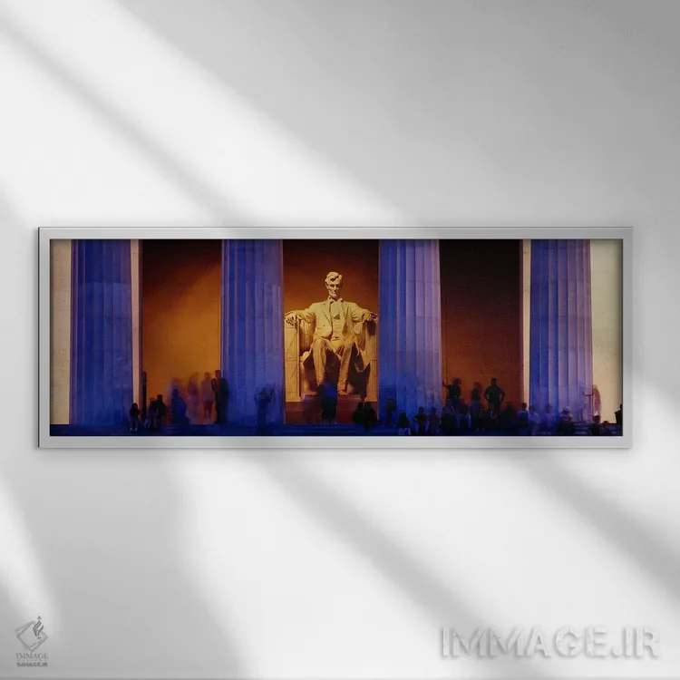 تابلو Washington DC, District Of Columbia, USA,یادبود لینکلن، واشنگتن دیسی، ناحیه کلمبیا، ایالات متحده آمریکا اثر پانورامیک ایمجز (استودیو عکاسی عریض) - نمای قابدار سفید