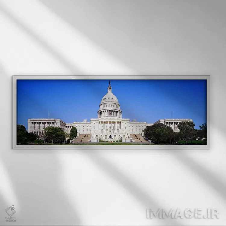 تابلو Washington DC, District Of Columbia, USA,کاخ کنگره ایالات متحده، واشنگتن دیسی، ناحیه کلمبیا، ایالات متحده آمریکا اثر پانورامیک ایمجز (استودیو عکاسی عریض) - نمای قابدار سفید