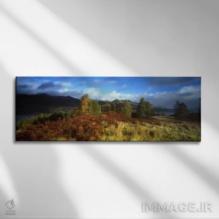 تابلو Near Loch Tay, Highlands, Scotland, United Kingdom,چشمانداز پاییزی آرام، نزدیک دریاچه تی، ارتفاعات اسکاتلند، بریتانیا اثر پانورامیک ایمجز (استودیو عکاسی عریض) - نمای روبهرو روی دیوار