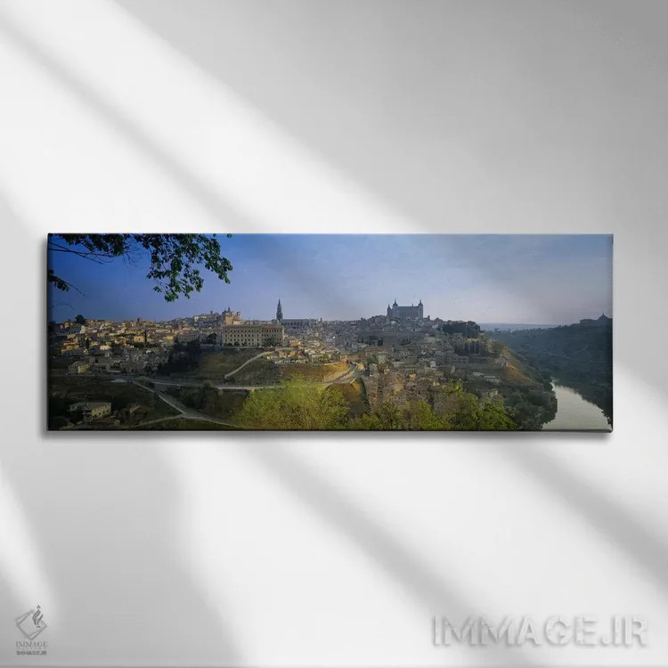 تابلو Toledo, Spain,نمای هوایی از شهر قدیمی تولدو، اسپانیا اثر پانورامیک ایمجز (استودیو عکاسی عریض) - نمای روبهرو روی دیوار