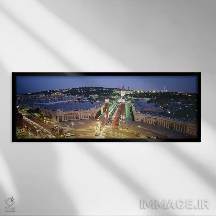 تابلو بارسلونا، اسپانیا اثر پانورامیک ایمجز (استودیو عکاسی عریض) - نمای قابدار مشکی