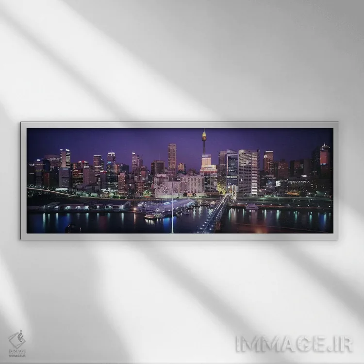 تابلو Sydney, Australia,نمایی از بخشی از افق مرکز شهر سیدنی، استرالیا اثر پانورامیک ایمجز (استودیو عکاسی عریض) - نمای قابدار سفید
