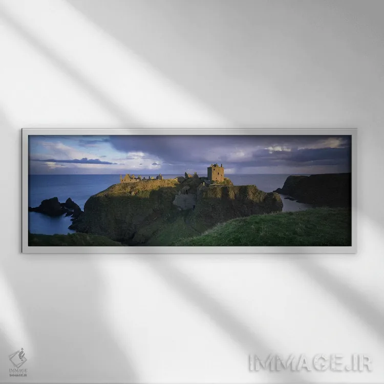 تابلو Near Stonehaven, Scotland, United Kingdom,نمای بالا از قلعه دانوتار، نزدیک استونهاون، اسکاتلند، بریتانیا اثر پانورامیک ایمجز (استودیو عکاسی عریض) - نمای قابدار سفید