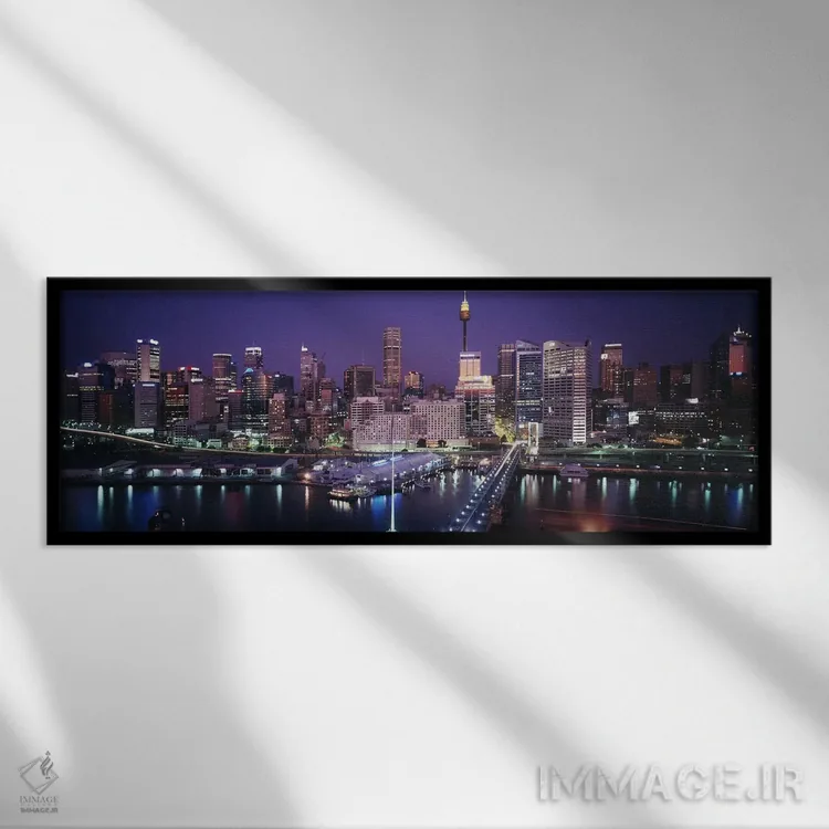 تابلو Sydney, Australia,نمایی از بخشی از افق مرکز شهر سیدنی، استرالیا اثر پانورامیک ایمجز (استودیو عکاسی عریض) - نمای قابدار مشکی