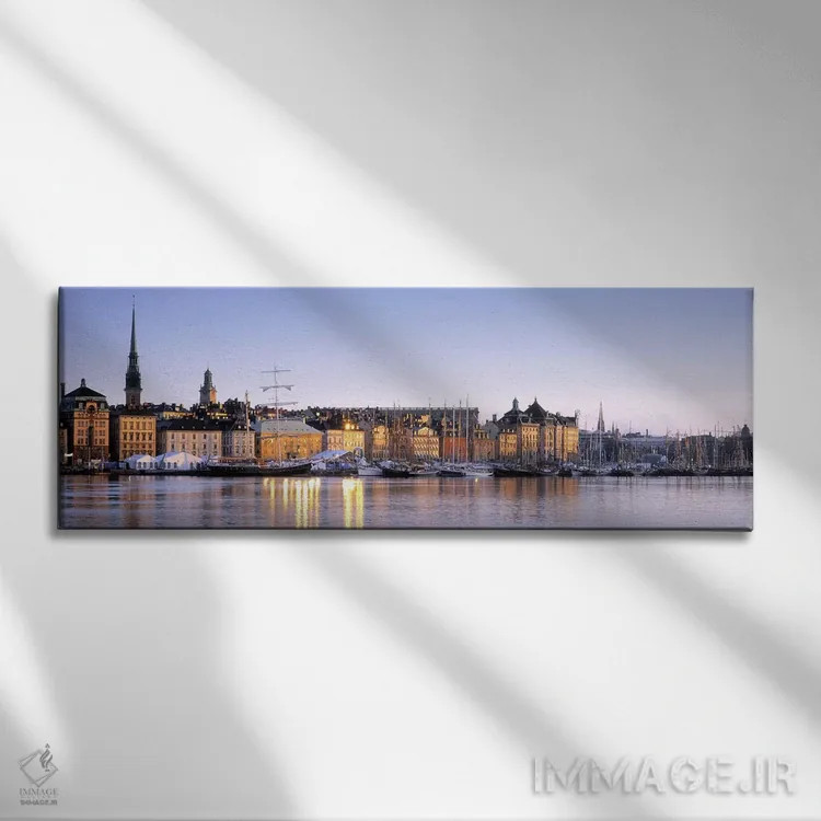 تابلو Skeppsbron, Old Town (Gamla stan), Stockholm, Sweden,کنار آب، اسکپسبرون، شهر قدیمی (گاملا استان)، استکهلم، سوئد اثر پانورامیک ایمجز (استودیو عکاسی عریض) - نمای روبهرو روی دیوار