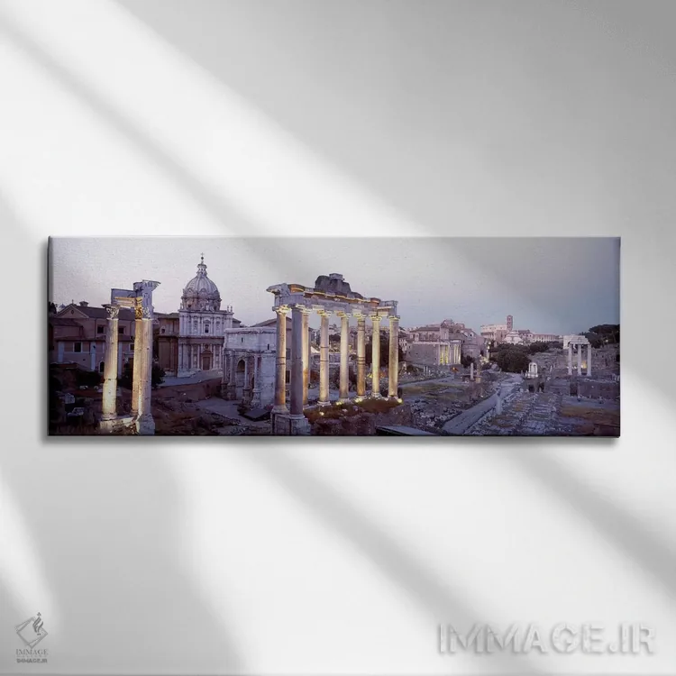 تابلو Rome, Lazio Region, Italy,میدان روم (فوروم رومانوم) در غروب، رم، استان لاتزیو، ایتالیا اثر پانورامیک ایمجز (استودیو عکاسی عریض) - نمای روبهرو روی دیوار