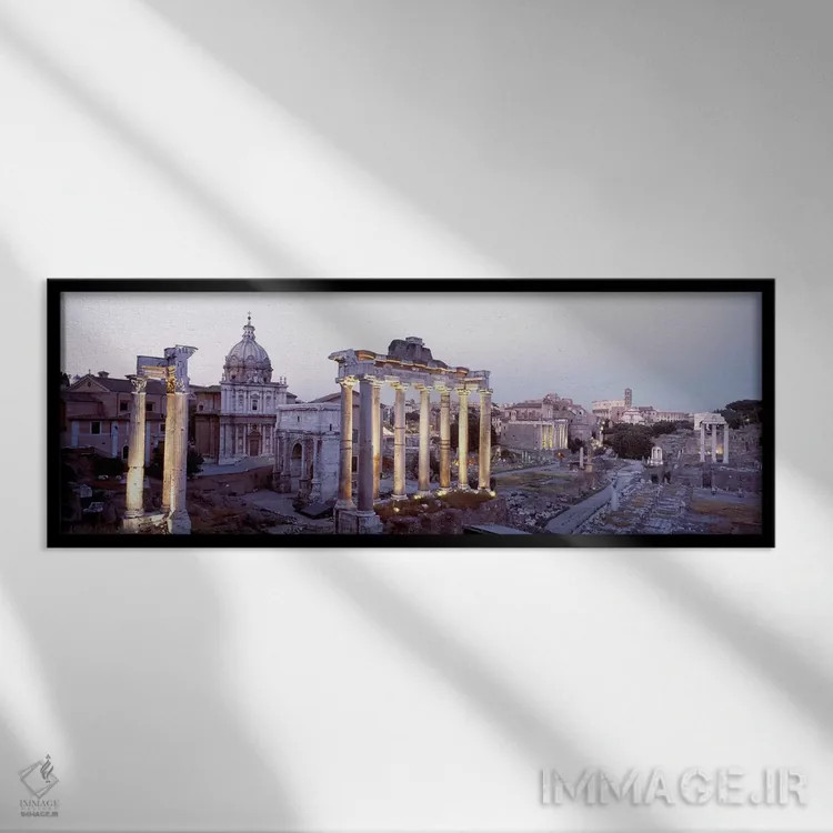 تابلو Rome, Lazio Region, Italy,میدان روم (فوروم رومانوم) در غروب، رم، استان لاتزیو، ایتالیا اثر پانورامیک ایمجز (استودیو عکاسی عریض) - نمای قابدار مشکی