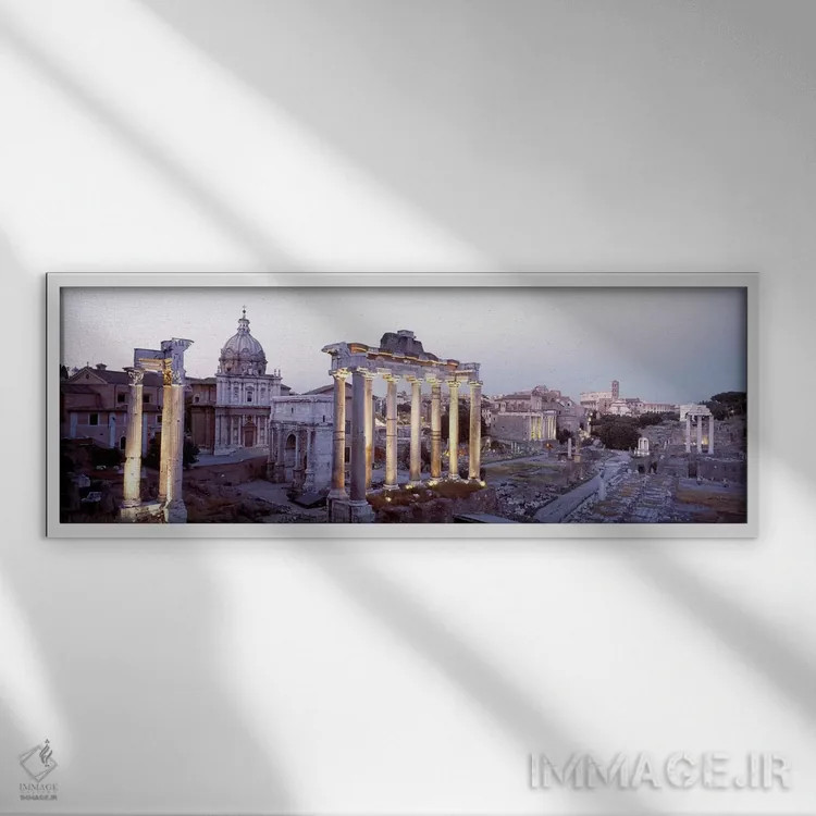 تابلو Rome, Lazio Region, Italy,میدان روم (فوروم رومانوم) در غروب، رم، استان لاتزیو، ایتالیا اثر پانورامیک ایمجز (استودیو عکاسی عریض) - نمای قابدار سفید