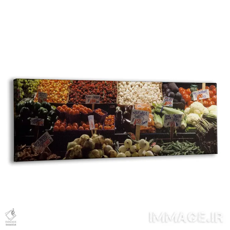 تابلو Pike Place Market, Seattle, King County, Washington State, USA,میوه و سبزیجات در غرفه بازار، بازار پایک پلیس، سیاتل، کینگ کانتی، واشنگتن، آمریکا اثر پانورامیک ایمجز (استودیو عکاسی عریض) - نمای پرسپکتیو محصول