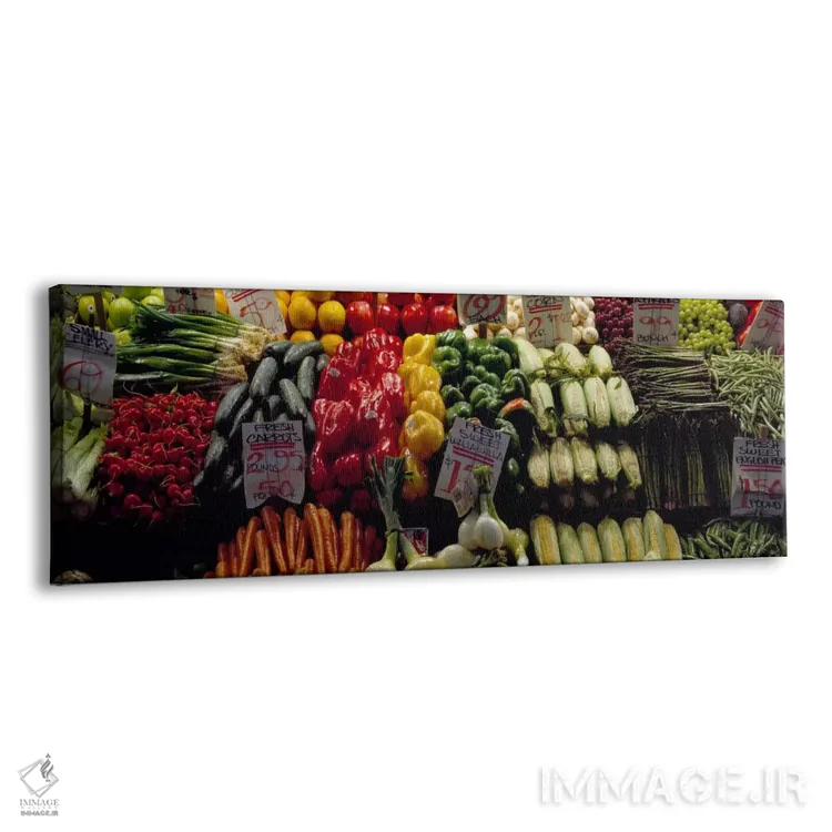 تابلو Pike Place Market, Seattle, King County, Washington State, USA #2,میوه و سبزیجات در غرفه بازار، بازار پایک پلیس، سیاتل، کینگ کانتی، واشنگتن، آمریکا (۲) اثر پانورامیک ایمجز (استودیو عکاسی عریض) - نمای پرسپکتیو محصول