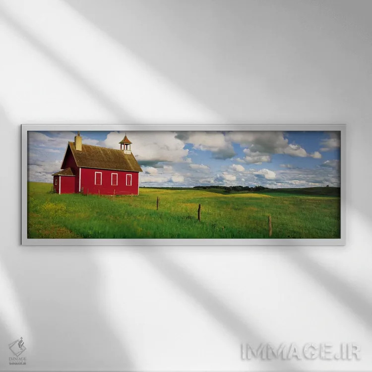 تابلو Battle Lake, Minnesota, USA,مدرسه مزرعهای قرمز، بتل لیک، مینهسوتا، آمریکا اثر پانورامیک ایمجز (استودیو عکاسی عریض) - نمای قابدار سفید