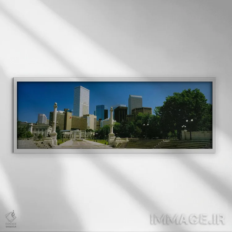 تابلو Denver, Colorado, USA #2,ساختمانها در یک شهر، دنور، کلرادو، آمریکا (۲) اثر پانورامیک ایمجز (استودیو عکاسی عریض) - نمای قابدار سفید