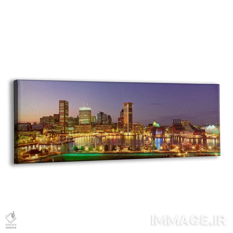 تابلو Maryland, Baltimore, City at night viewed from Federal Hill Park,آمریکا، مریلند، بالتیمور، شهر در شب از نمای پارک فدرال هیل اثر پانورامیک ایمجز (استودیو عکاسی عریض) - نمای پرسپکتیو محصول