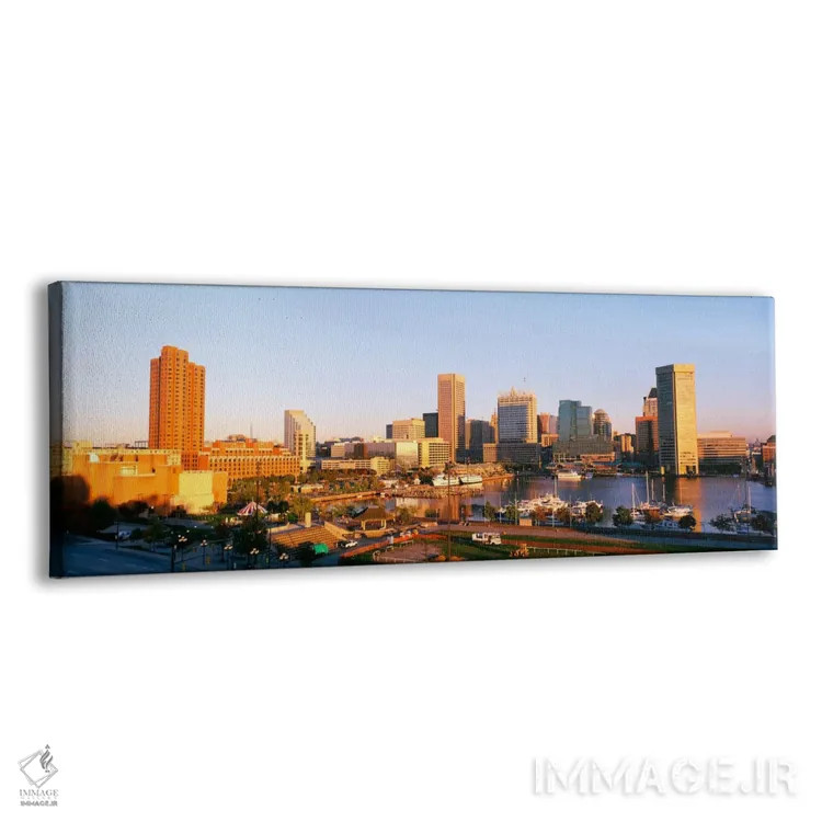 تابلو Maryland, Baltimore, High angle view from Federal Hill Parkof Inner Harbor area and skyline,آمریکا، مریلند، بالتیمور، نمای زاویه بالا از پارک فدرال هیل و اسکله داخلی و افق شهر اثر پانورامیک ایمجز (استودیو عکاسی عریض) - نمای پرسپکتیو محصول