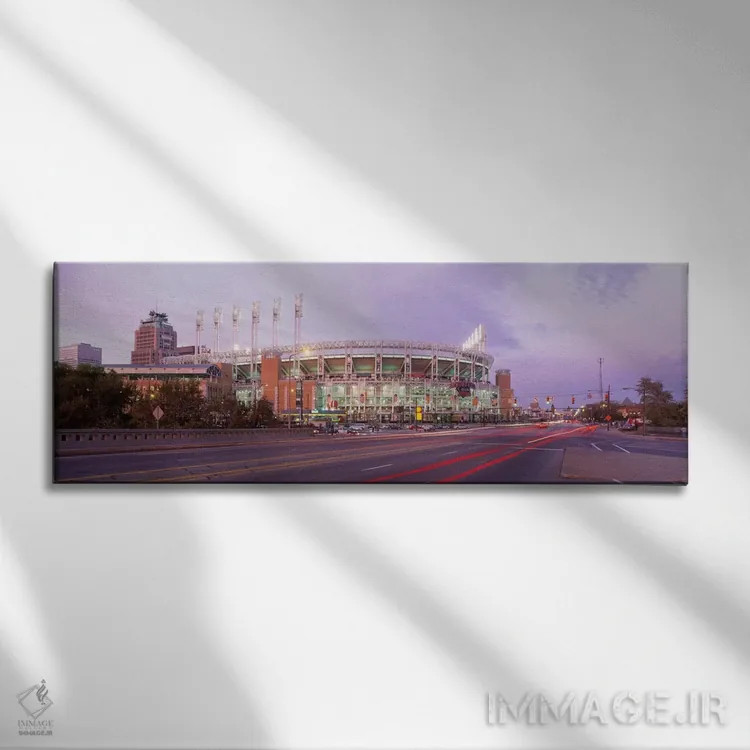 تابلو Jacobs Field, Cleveland, Cuyahoga County, Ohio, USA,استادیوم بیسبال کنار جاده، جیکوبز فیلد، کلیولند، شهرستان کویاهوگا، اوهایو، آمریکا اثر پانورامیک ایمجز (استودیو عکاسی عریض) - نمای روبهرو روی دیوار