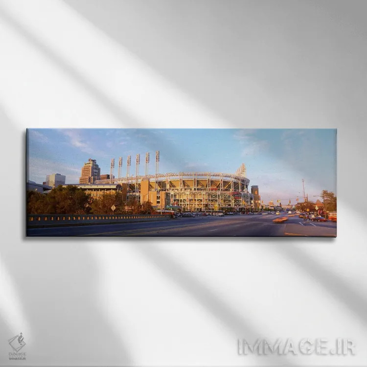 تابلو Jacobs Field, Cleveland, Ohio, USA,نمای بیرونی استادیوم بیسبال، جیکوبز فیلد، کلیولند، اوهایو، آمریکا اثر پانورامیک ایمجز (استودیو عکاسی عریض) - نمای روبهرو روی دیوار