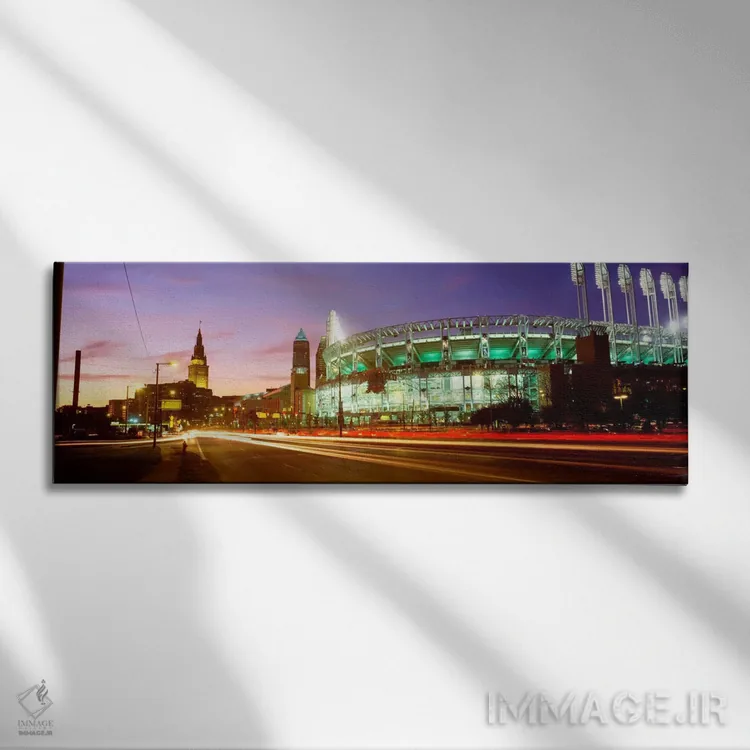 تابلو Jacobs Field, Cleveland, Ohio, USA,نمای زاویه پایین از استادیوم بیسبال، جیکوبز فیلد، کلیولند، اوهایو، آمریکا اثر پانورامیک ایمجز (استودیو عکاسی عریض) - نمای روبهرو روی دیوار