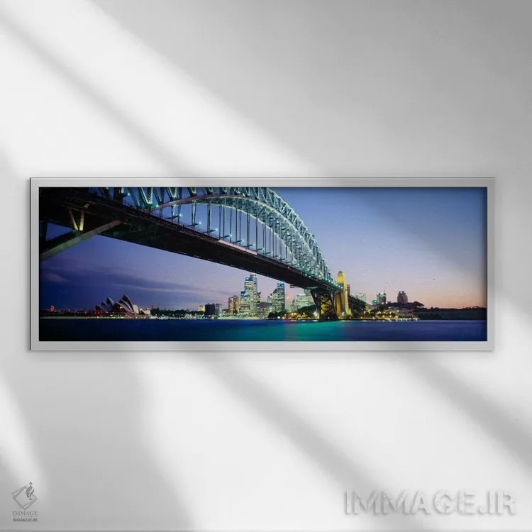تابلو Sydney Harbor Bridge, Sydney, New South Wales, Australia,نمای زاویه پایین از یک پل، پل بندر سیدنی، سیدنی، نیو ساوت ولز، استرالیا اثر پانورامیک ایمجز (استودیو عکاسی عریض) - نمای قابدار سفید