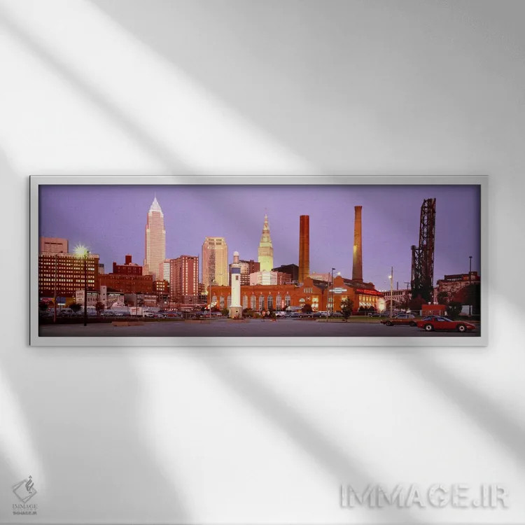 تابلو Cleveland, Ohio, USA,خط افق، کلیولند، اوهایو، آمریکا اثر پانورامیک ایمجز (استودیو عکاسی عریض) - نمای قابدار سفید