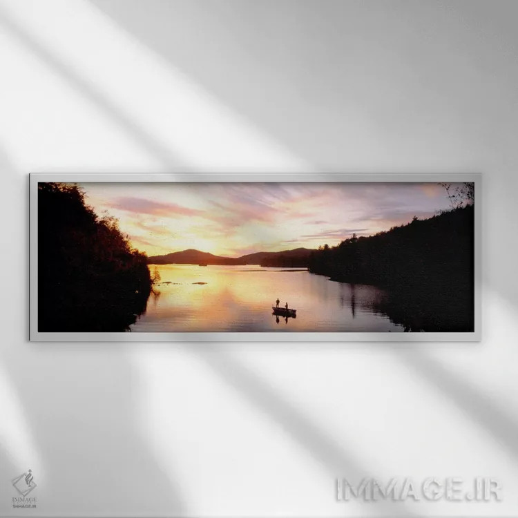 تابلو غروب دریاچه سارناک، شهرستان فرانکلین، کوههای آدیرونداک، نیویورک، آمریکا اثر پانورامیک ایمجز (استودیو عکاسی عریض) - نمای قابدار سفید