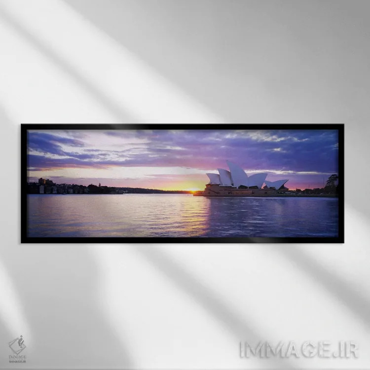 تابلو Sydney, New South Wales, Australia,خانه اپرای سیدنی در طلوع آفتاب، سیدنی، استرالیا اثر پانورامیک ایمجز (استودیو عکاسی عریض) - نمای قابدار مشکی