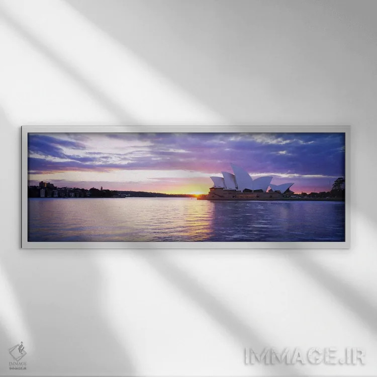 تابلو Sydney, New South Wales, Australia,خانه اپرای سیدنی در طلوع آفتاب، سیدنی، استرالیا اثر پانورامیک ایمجز (استودیو عکاسی عریض) - نمای قابدار سفید