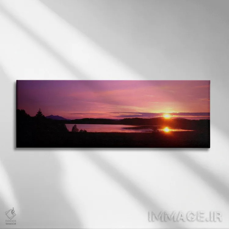 تابلو Forggen Lake, sunset,آلمان، دریاچه فورگن، غروب آفتاب اثر پانورامیک ایمجز (استودیو عکاسی عریض) - نمای روبهرو روی دیوار