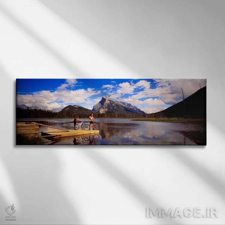 تابلو دوچرخهسواران کوهستان، دریاچههای ورمیلیون، آلبرتا، کانادا اثر پانورامیک ایمجز (استودیو عکاسی عریض) - نمای روبهرو روی دیوار