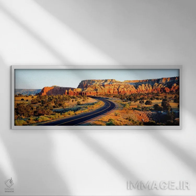 تابلو جاده ۸۴، نیومکزیکو، آمریکا اثر پانورامیک ایمجز (استودیو عکاسی عریض) - نمای قابدار سفید