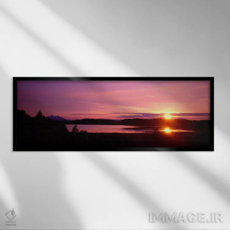 تابلو Forggen Lake, sunset,آلمان، دریاچه فورگن، غروب آفتاب اثر پانورامیک ایمجز (استودیو عکاسی عریض) - نمای قابدار مشکی