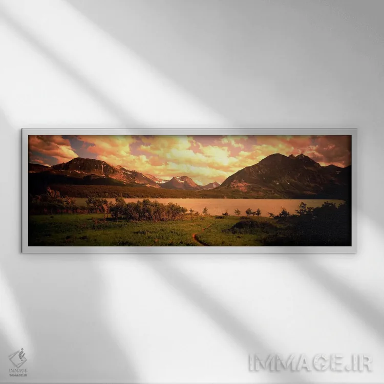 تابلو Glacier National Park, Montana, USA,غروب طلایی در دریاچه سنتمری، پارک ملی یخچال، مونتانا، آمریکا اثر پانورامیک ایمجز (استودیو عکاسی عریض) - نمای قابدار سفید