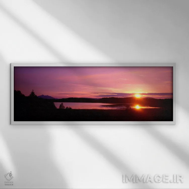 تابلو Forggen Lake, sunset,آلمان، دریاچه فورگن، غروب آفتاب اثر پانورامیک ایمجز (استودیو عکاسی عریض) - نمای قابدار سفید