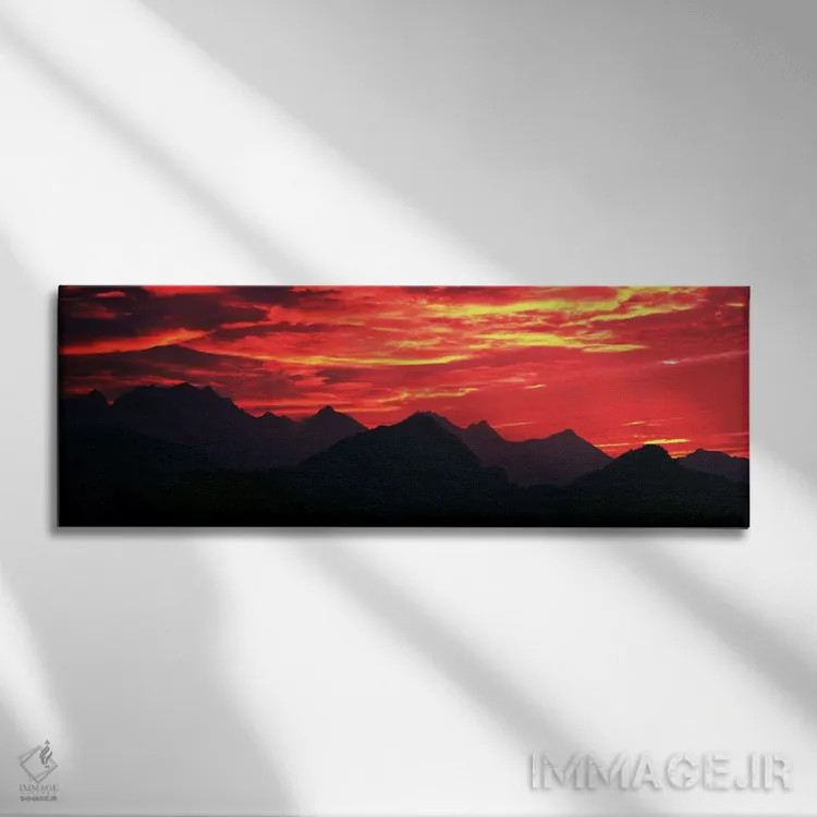 تابلو غروب در کوههای اتریش، جنوب باواریا، آلمان اثر پانورامیک ایمجز (استودیو عکاسی عریض) - نمای روبهرو روی دیوار