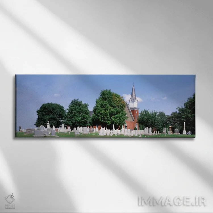 تابلو Clynmalira Methodist Cemetery, Baltimore, Maryland, USA,گورستان جلوی کلیسا، گورستان متدیست کلاینمالیرا، بالتیمور، مریلند، آمریکا اثر پانورامیک ایمجز (استودیو عکاسی عریض) - نمای روبهرو روی دیوار
