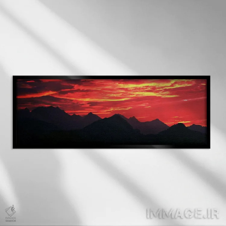 تابلو غروب در کوههای اتریش، جنوب باواریا، آلمان اثر پانورامیک ایمجز (استودیو عکاسی عریض) - نمای قابدار مشکی